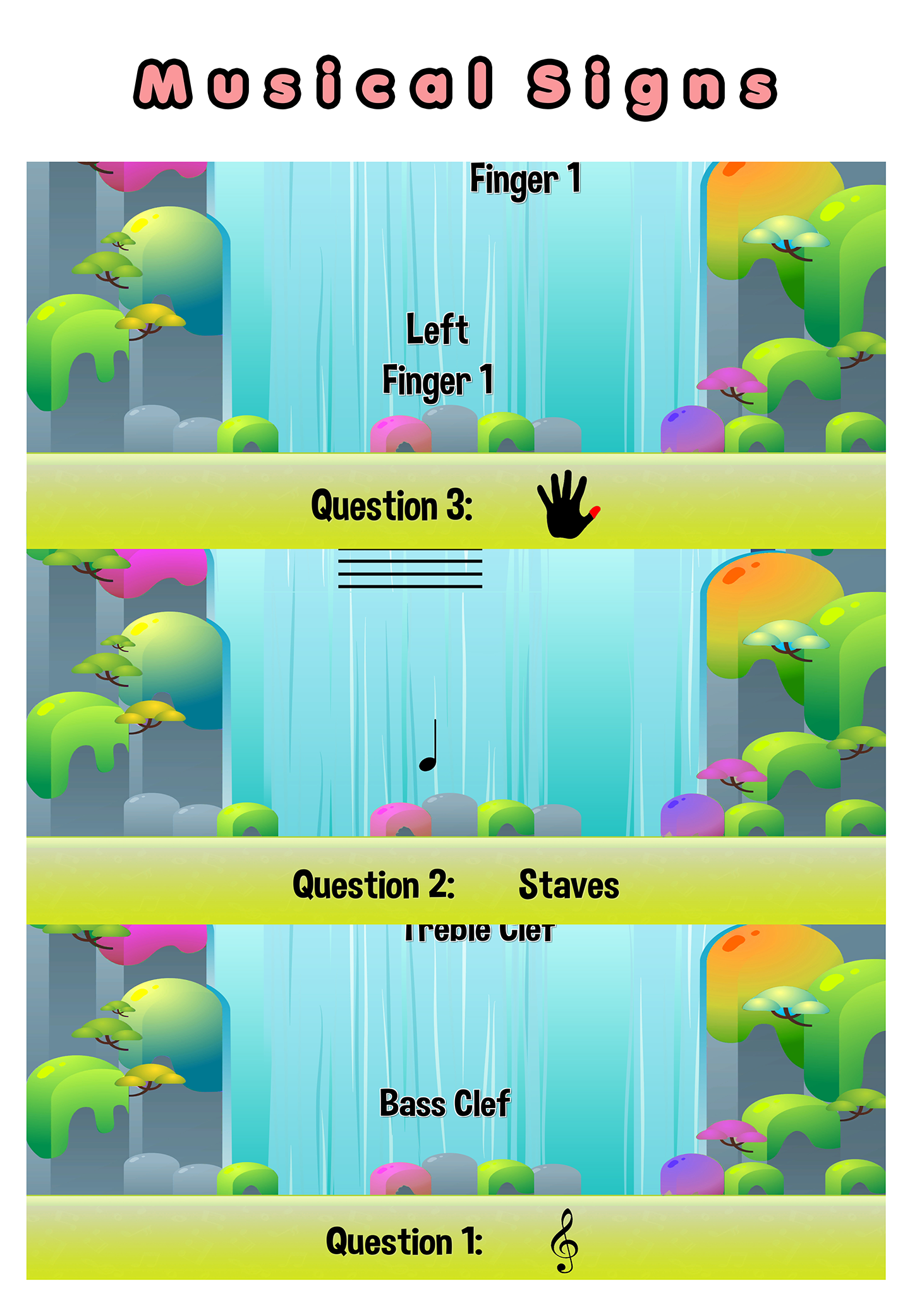 Music Pom Pom musical-symbol exercise screen.