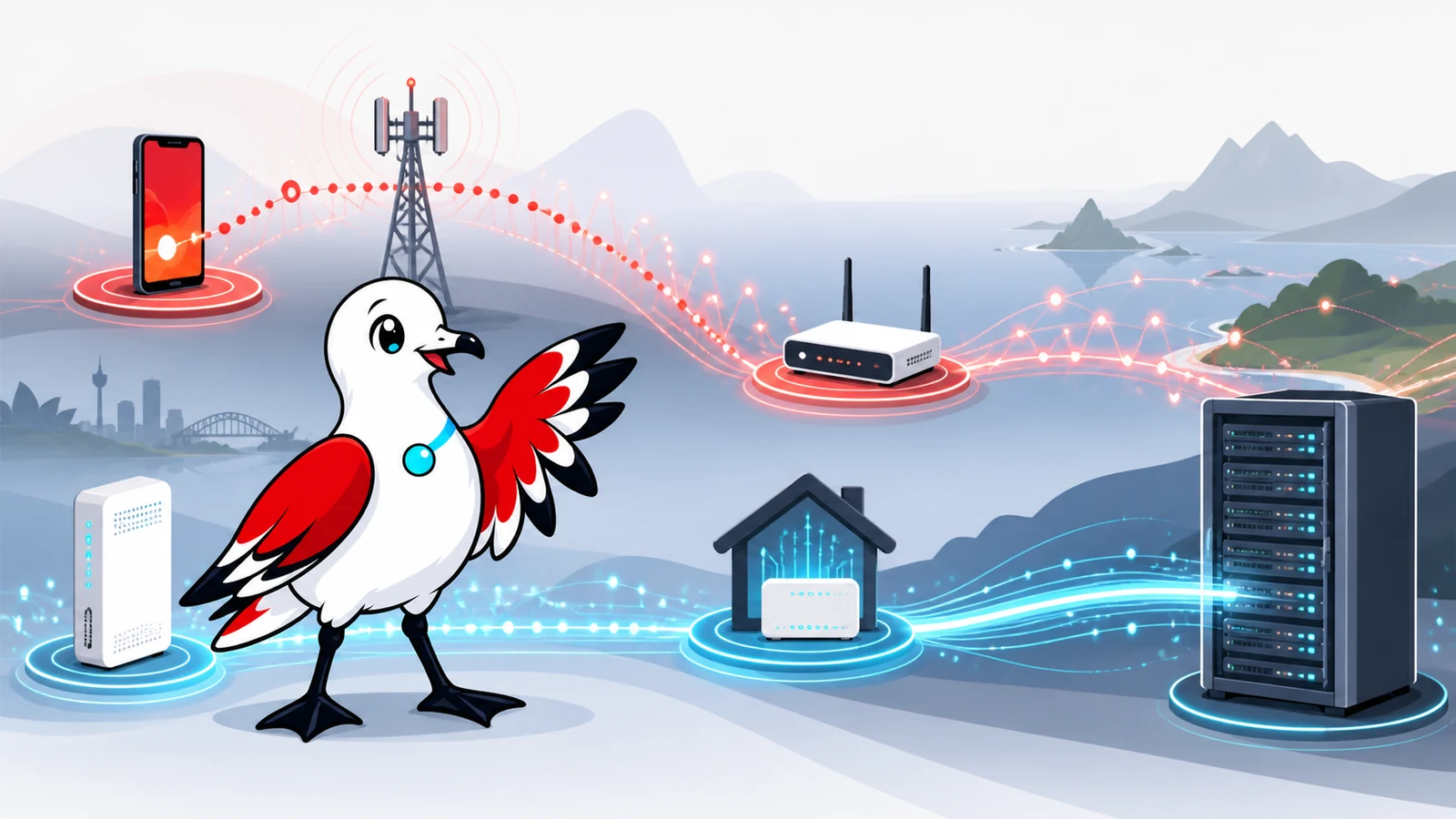 Signal Gull compares bursty mobile and household broadband traffic with a sustained data-centre network flow.